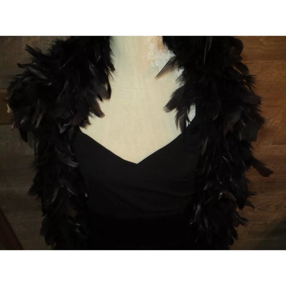 Flapper Costume M Theater Black Fringe Dress Feather Halloween Gatsby Cosplay - Picture 3 of 8